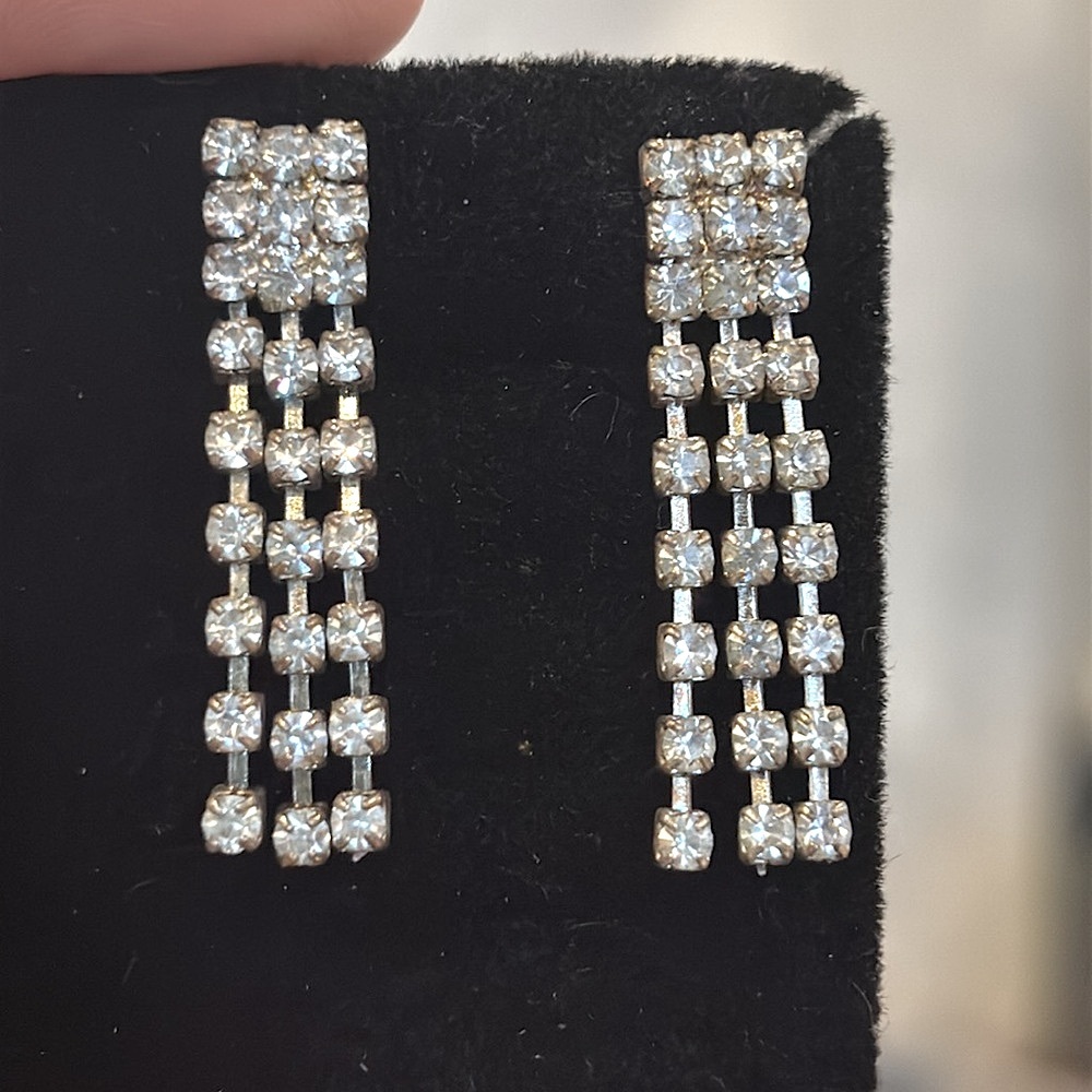 FINAL PRICE Vintage Genuine Austrian Crystal Waterfall Drop Dangle Post Earrings